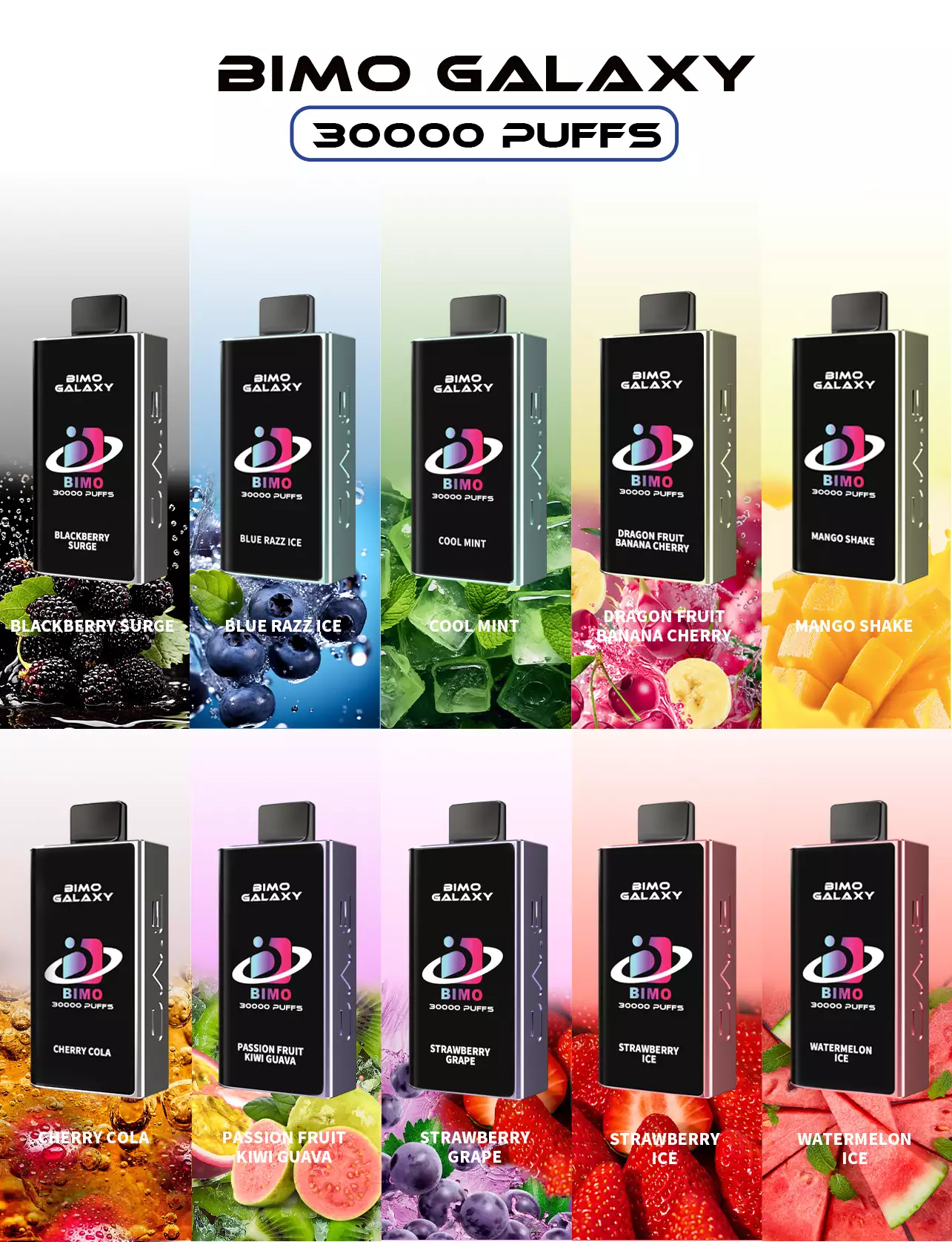 Assortment of vaping products including e-liquids, pod systems, and vape pens