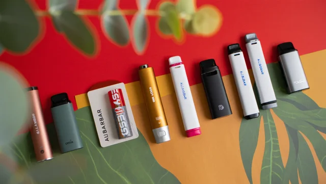 Stylized image of various vape devices with an Australian backdrop